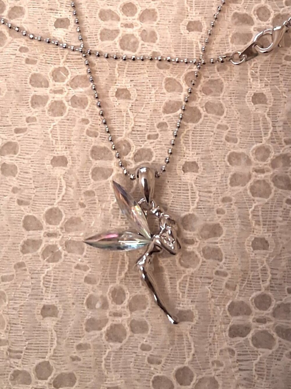 Vintage Artistic Ballerina Pendant White Austrian Crystal Silver-Plated Necklace - Picture 9 of 10